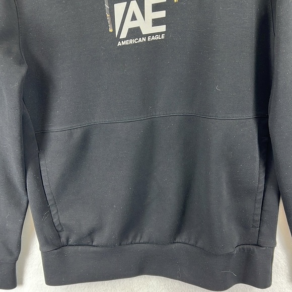American Eagle Women’s Pullover Hoodie Sweatshirt XS Black Polyester/Viscose EUC - Picture 5 of 11
